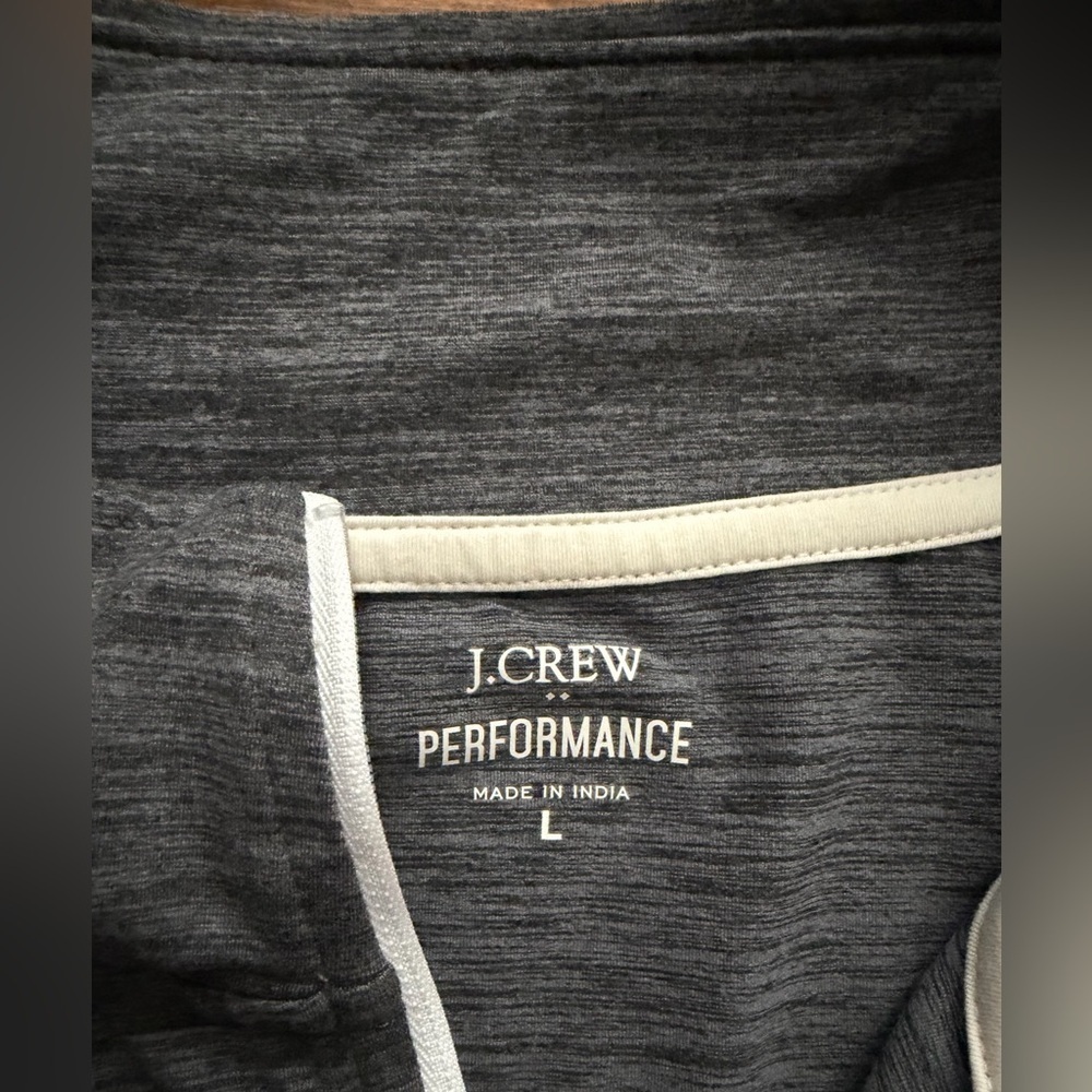 J Crew Performance Pullover Mens L Heather Gray 1/4 Zip Stretch Long Sleeve - Picture 5 of 6